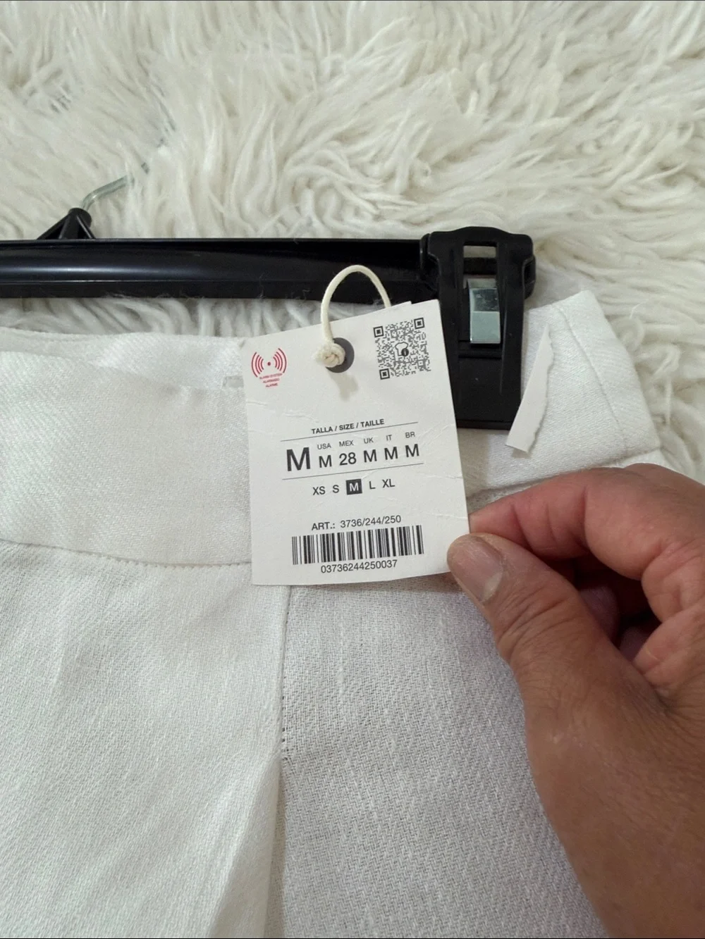 Zara Wide-Leg Linen-Blend Pants in Ivory Size Medium NWT